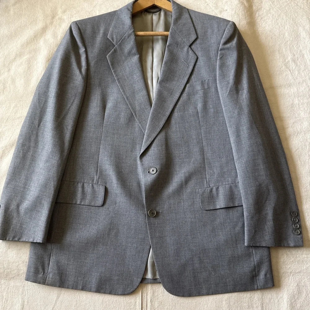 Christian Dior Mens Gray Long Sleeve Single-Breasted Two-Button Blazer Size 44